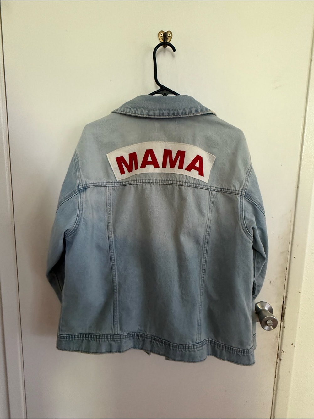 Light Wash Denim Womens Jacket with 'MAMA' Patch